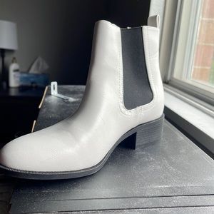 White and black forever 21 boots